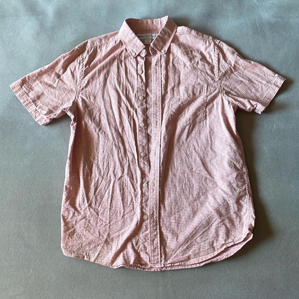 Pink Striped Button-Up Linen Shirt
